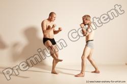 Underwear Martial art Man - Man White Moving poses Slim Short Blond Dynamic poses Academic